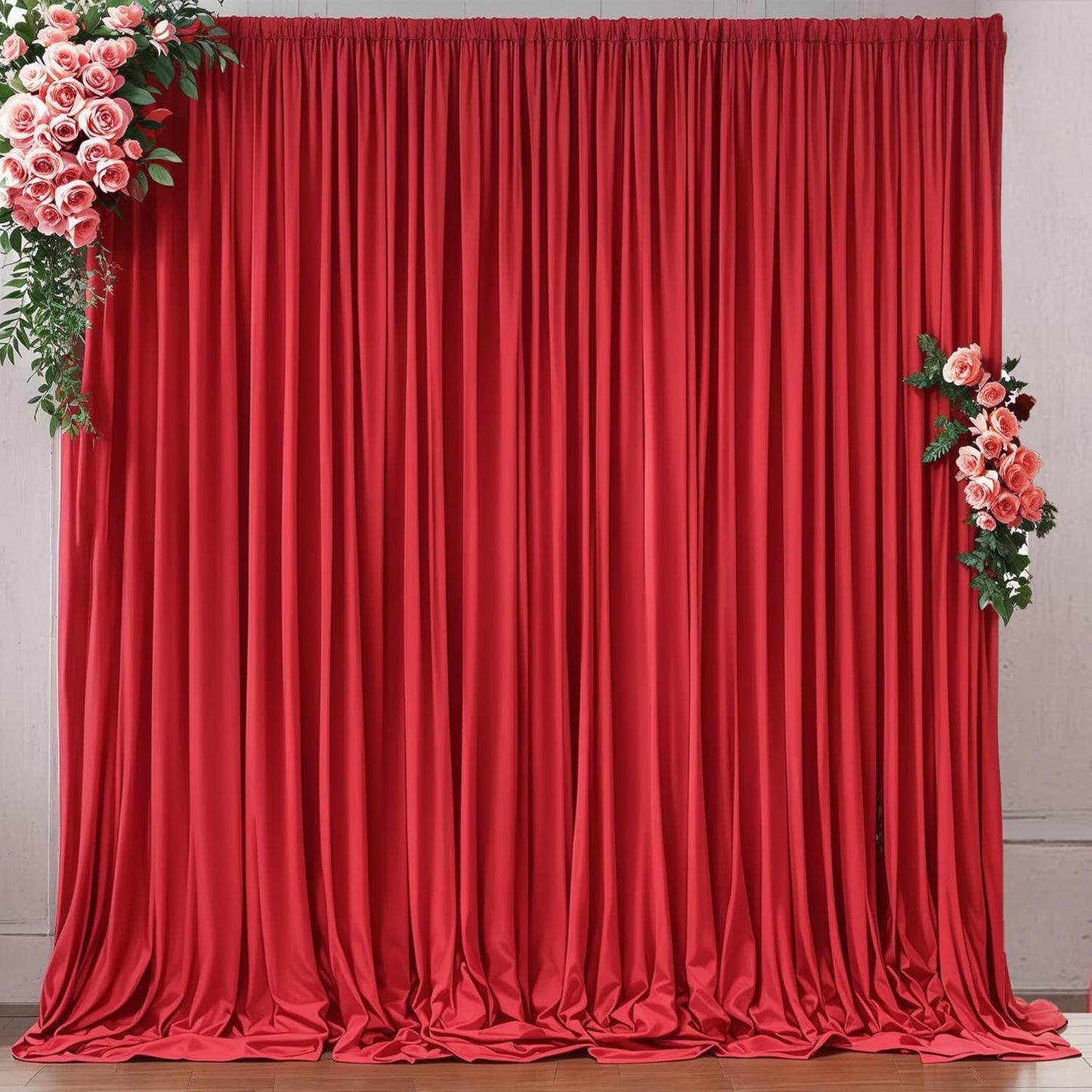 10ft x 10ft Red Backdrop Curtains for Party Wedding Wrinkle Free Red Photo Curtains Backdrop Drapes Fabric Decoration for Birthday Party Baby Shower Christmas 5ft x 10ft 2 Panels