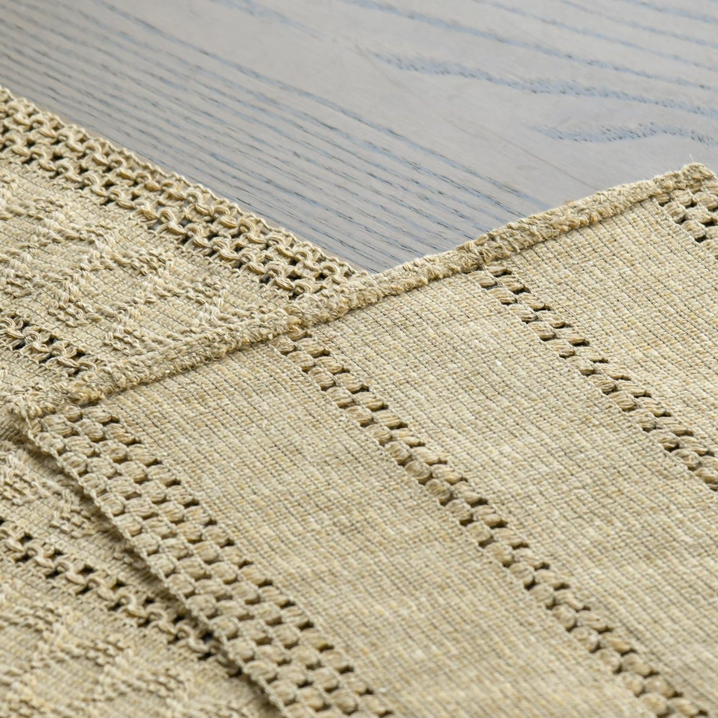 Artoid Mode Burlap Brown Farmhouse Woven Rustic Hollow Table Runner, Seasonal Holiday Hollow Kitchen Dining Table Decoration for Home Party Decor 12x108 Inch