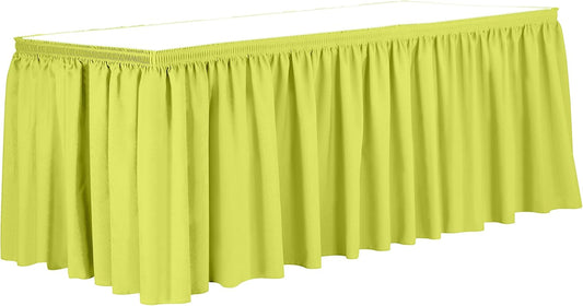 Ultimate Textile Pleat Polyester Fabric Table Skirt - Machine Washable Flame Resistant with Clips for Events, Weddings & Trade Shows, Cut & Sewn in Paterson, NJ - Lemon, 21' Shirred Pleat