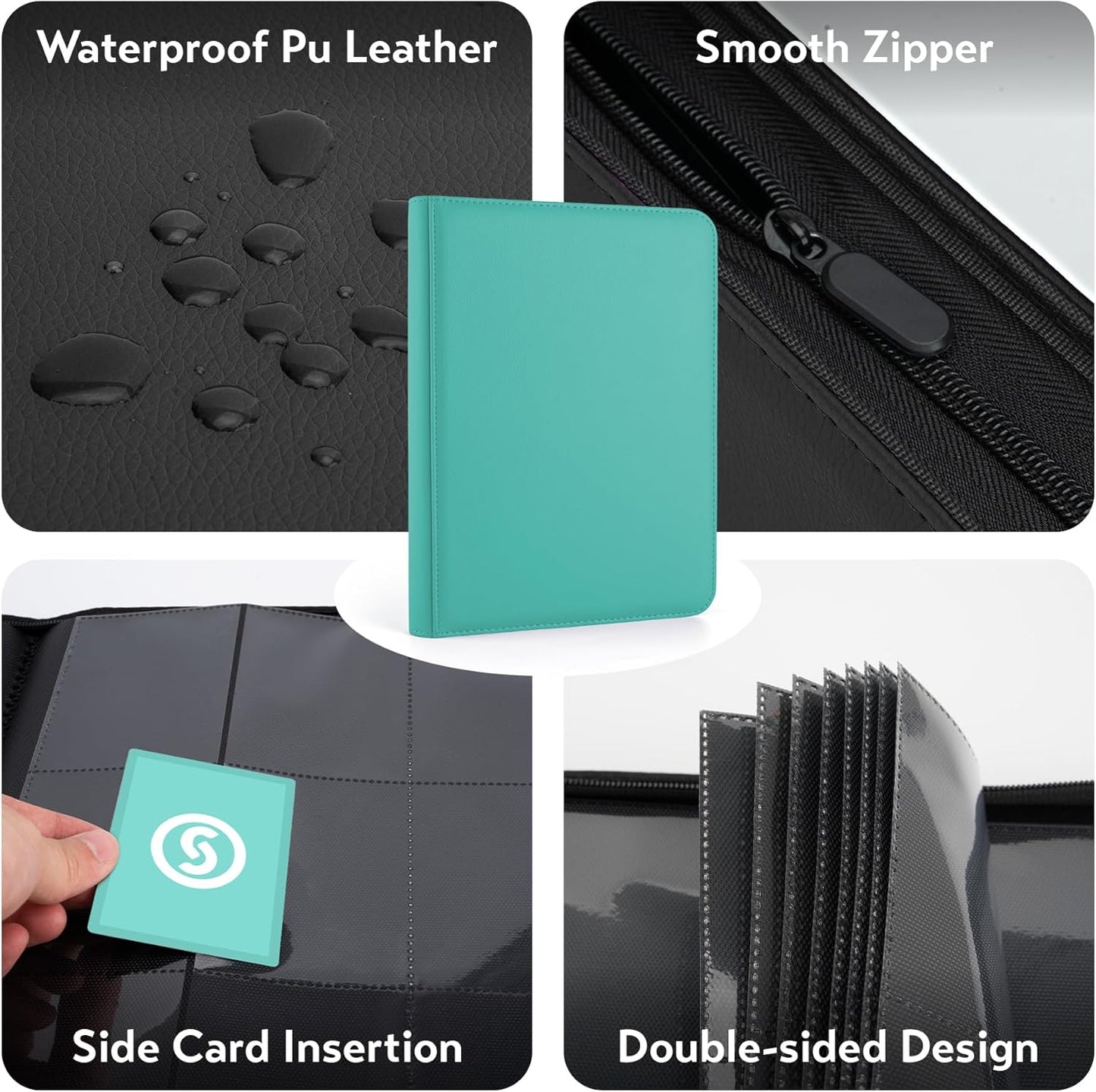 1000+ Pockets Trading Card Binder, Premium 16 Pocket Card Binder, Ringless Side Loading Collection Album Holder Folders for MTG, TCG, Game Cards & Sports Cards (Blue)