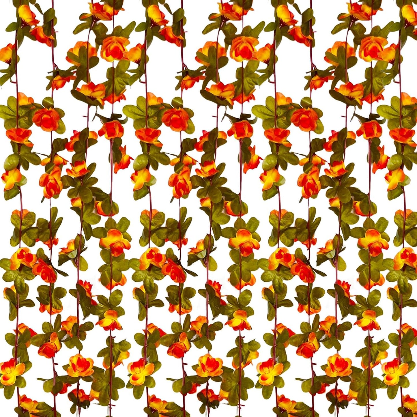 16Pcs 126Ft Orange Rose Garland, Fake Rose Hanging Flowers, Artificial Flower Vine, Hanging Floral Vine Garland for Wedding, Birthday Party, Wall Arch, Halloween, Christmas Garden Backdrop Decor