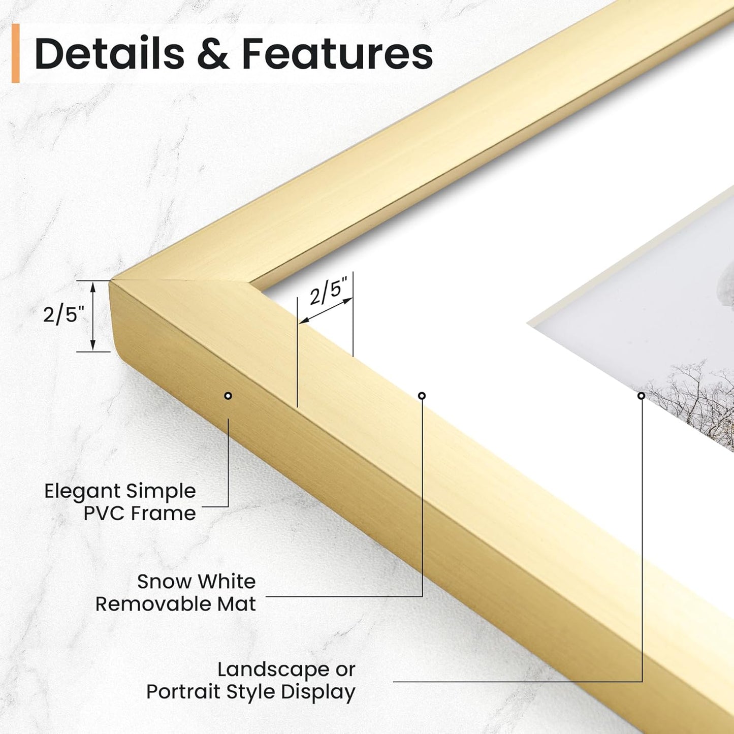 11x14 inch Picture Frame, 11x14 Photo Frames with 8x10 Removable Mat - High Definition Plexiglass - Vertical and Horizontal Display - Wall Hanging Frame - Gold, 12 Pack