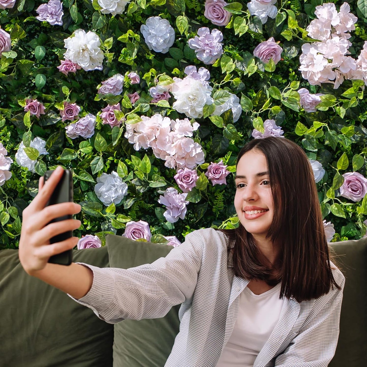 Artificial Luxury‌ Flower Wall Panels, Gorgeous 3D Silk Floral Backdrop for Wedding, Baby Show, Party and Home Decor, Quick Assembly/Storage, Eco ＆ Pet Friendly, 2 pcs, Each Panel 2 * 8 ft.