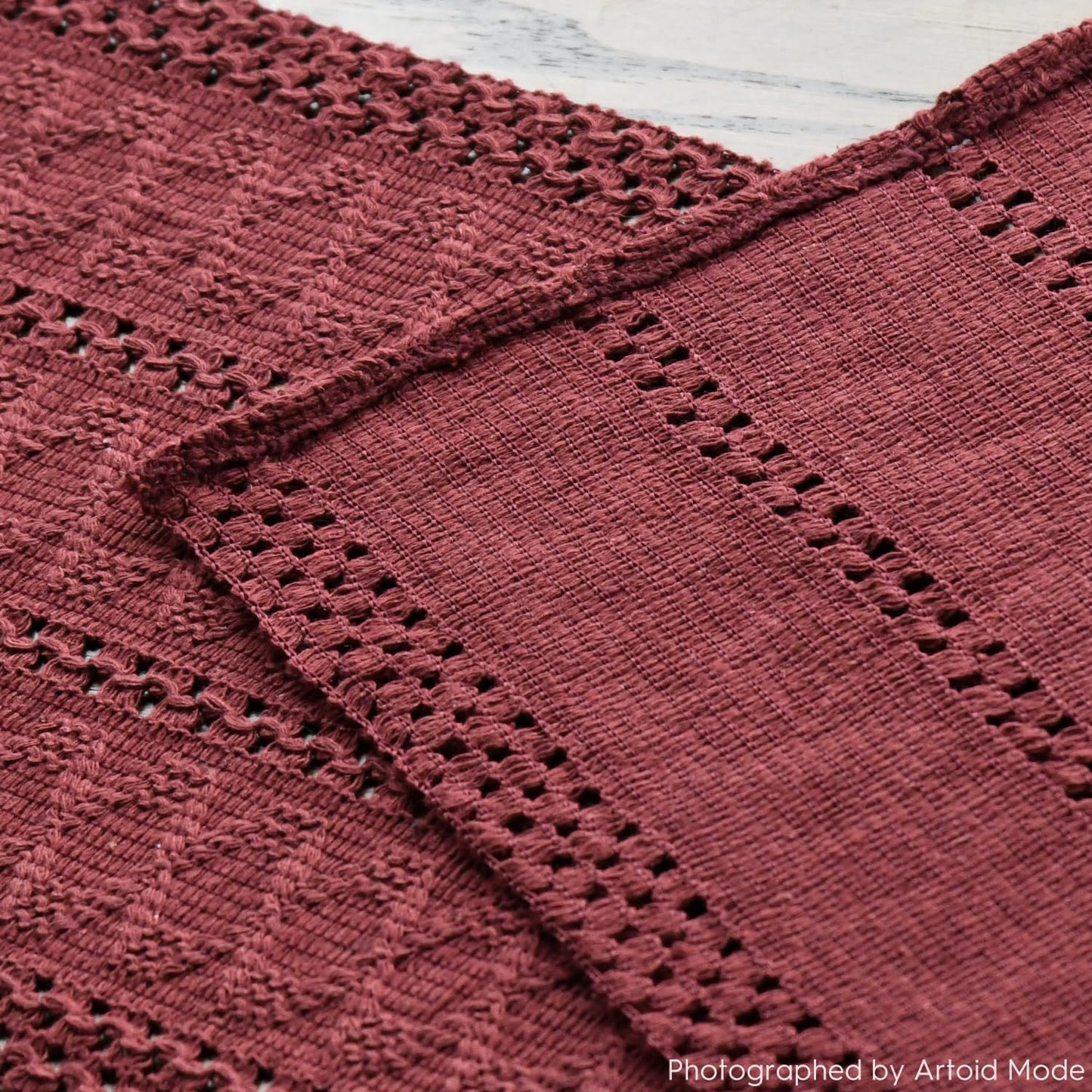 Artoid Mode Red Farmhouse Woven Rustic Hollow Table Runner, Seasonal Holiday Hollow Kitchen Dining Table Decoration for Home Party Decor 12x120 Inch