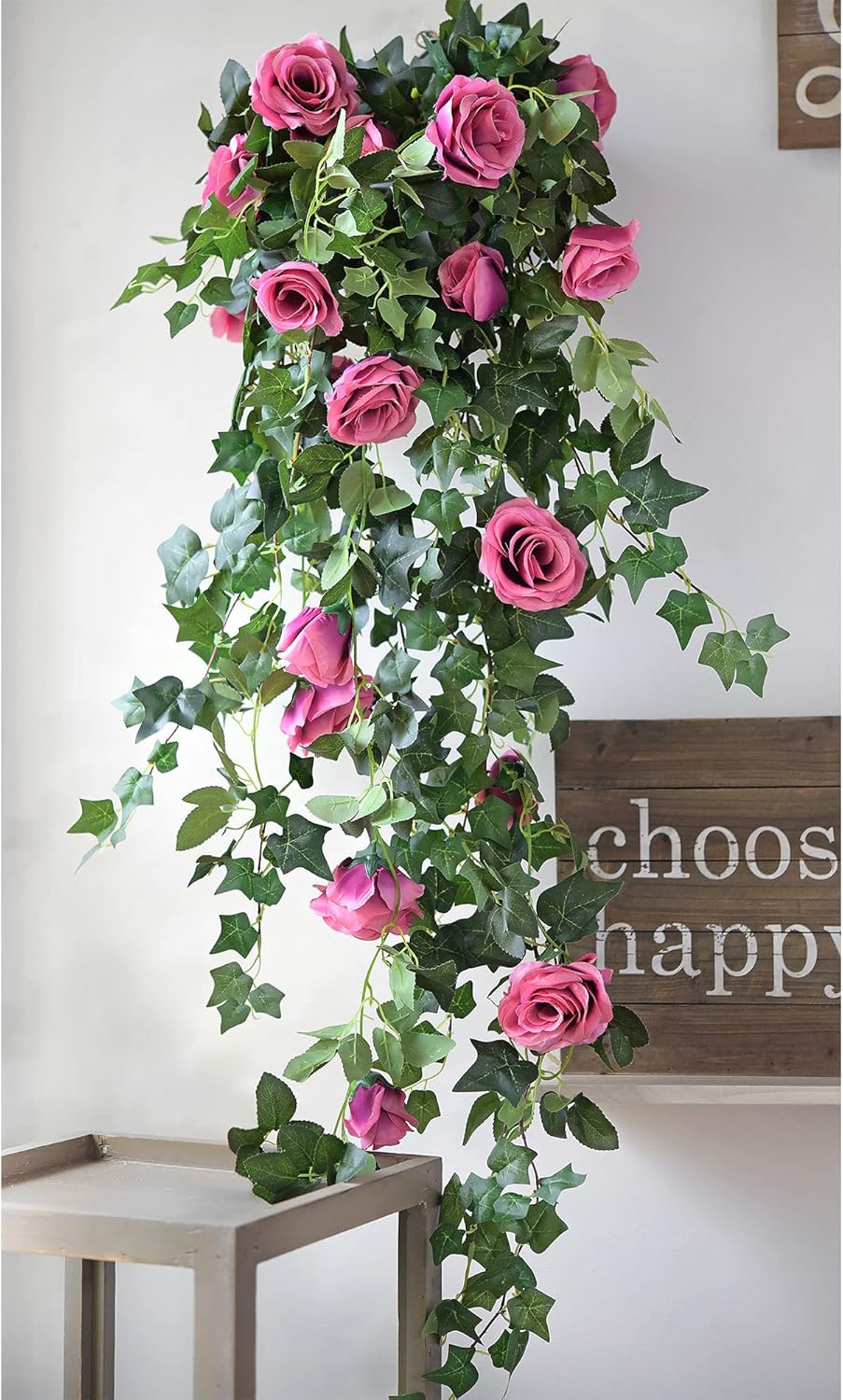 FiveSeasonStuff 29 Ft 4 Pack Rose Silk Flower Garland Artificial Flowers Decoration Hanging Floral Décor for Wedding Baby Shower Birthday Party Garden (Fuchsia)