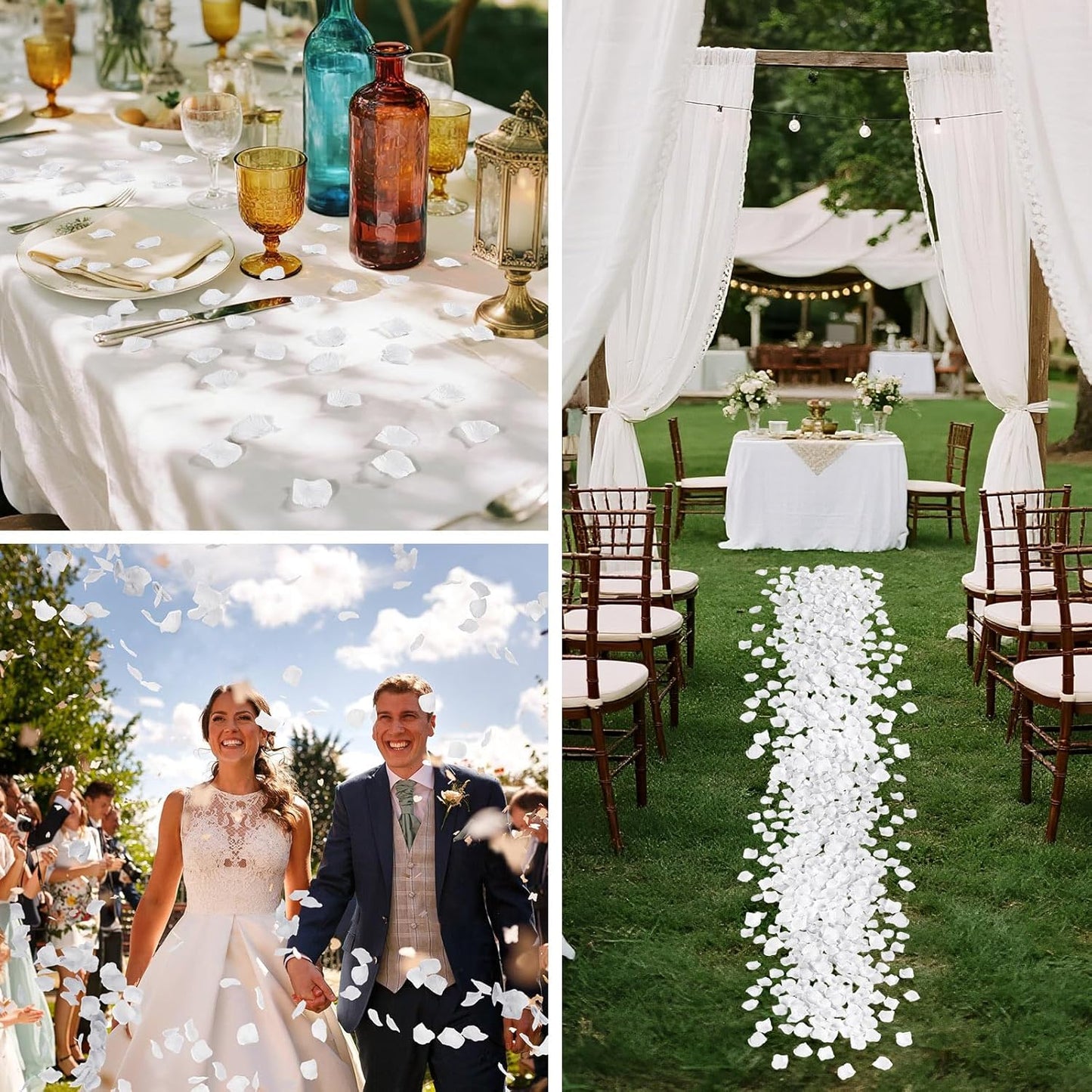 1000 Pcs White Rose Petals Artificial Silk Flower Petals Romantic Decorations for Wedding Engagement Birthday Event Anniversary Party Backdrop Supplies