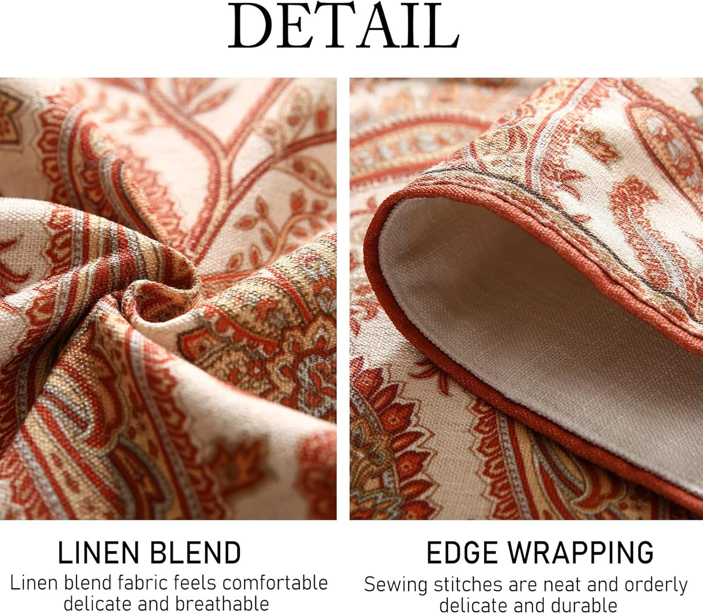 ISAENNE Designer Elegant Red Linen Extra Long Table Runner 118 Inches,Vintage Paisley Pattern Durable Table Runners for Dining Tables,Thanksgiving,Kitchen Tables,Christmas,12"*118"-Chauffrey A