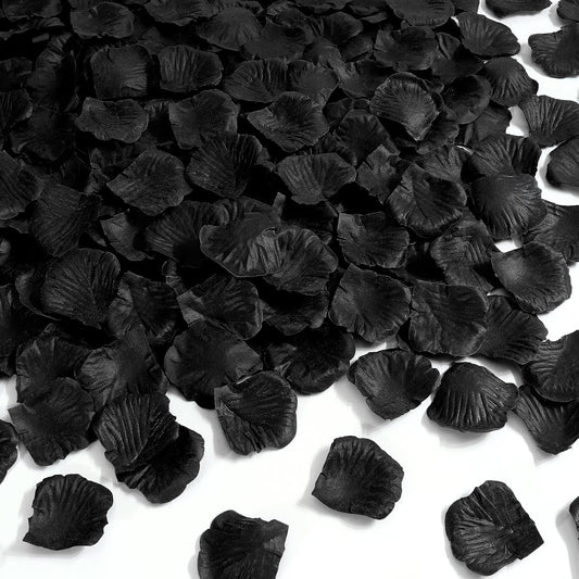 1000 Pcs Black Rose Petals Artificial Silk Flower Petals Romantic Decorations for Wedding Engagement Birthday Event Anniversary Party Backdrop Supplies