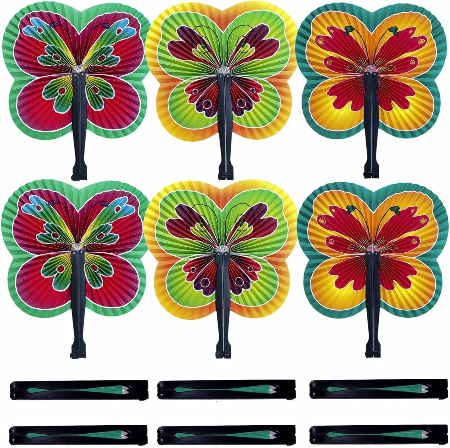 12 Pieces Folding Hand Paper Fans Handheld,Butterfly Decorations Accordion Fans Bulk for Festival Wedding Party Dancing Birthday Favors Decorations