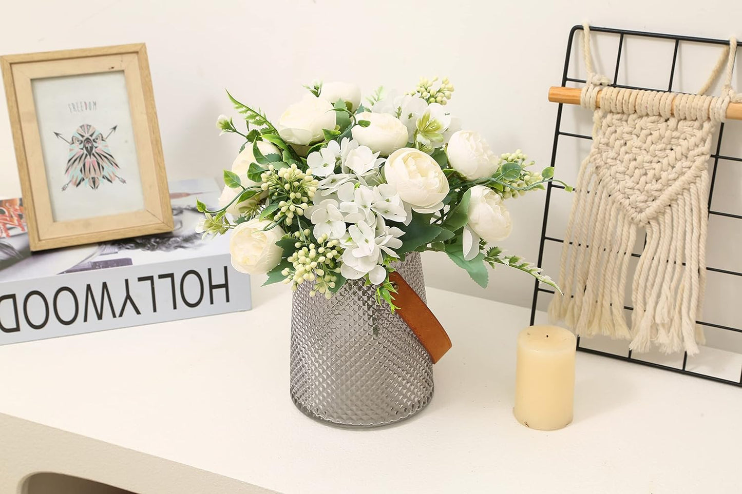 Artificial Flowers Fake Peony Silk Mini Plastic Bridal Flowers for DIY Wedding Bouquets Home Decorations 2 Packs(Orange)