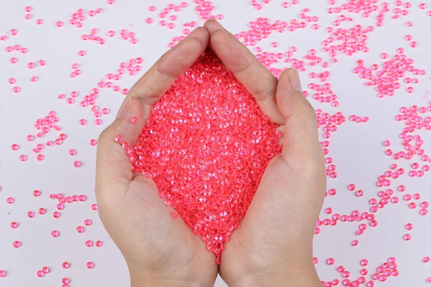 10000 pcs/Pack Wedding Table Scatter Confetti Crystals Acrylic Diamonds Vase Fillers 4.5 mm Rhinestones for Wedding, Bridal Shower, Vase Beads Decorations (Hot Pink)