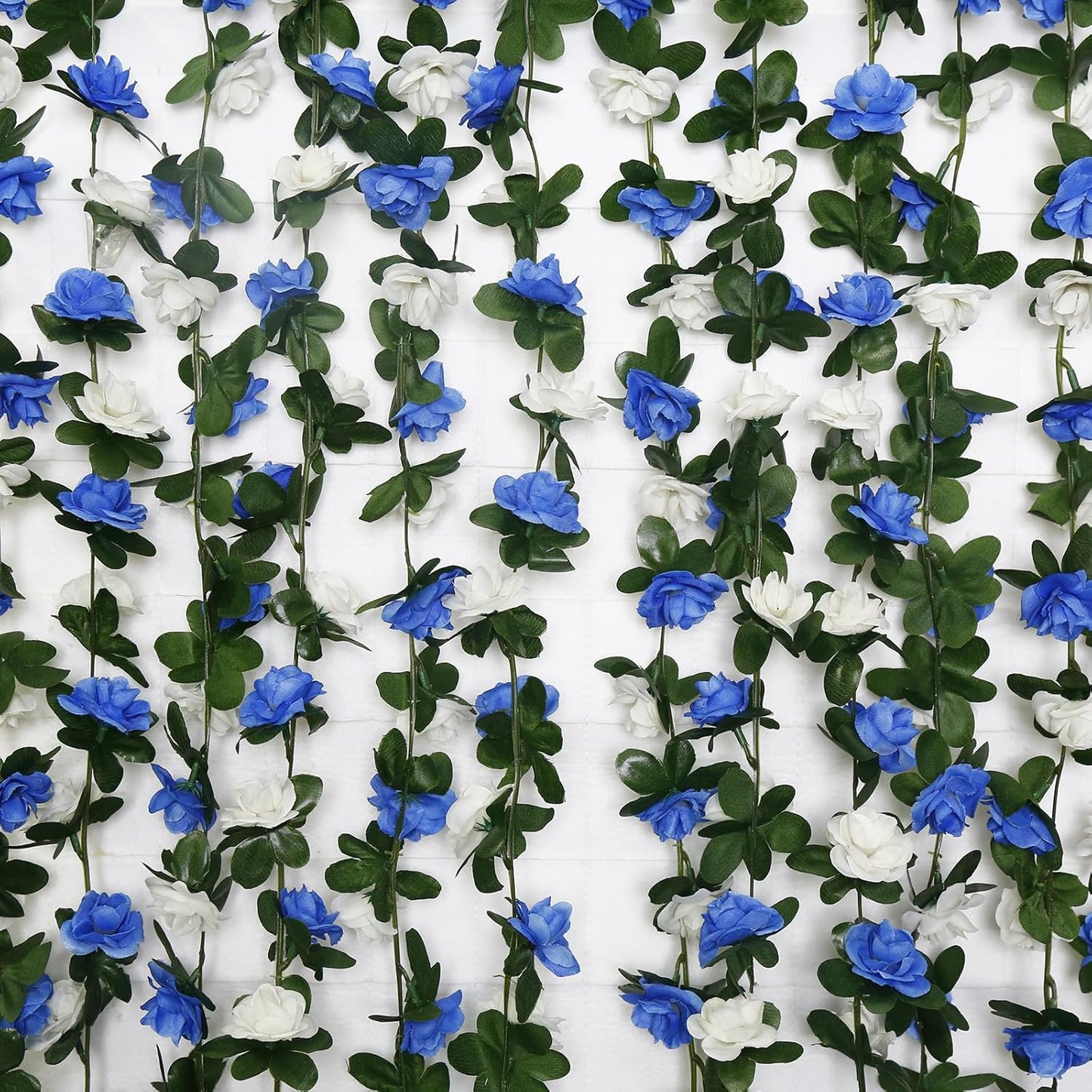 12 PCS 98.4 FT Artificial Flower Garland Rose Garland for Wedding Room Decor（12,Blue）