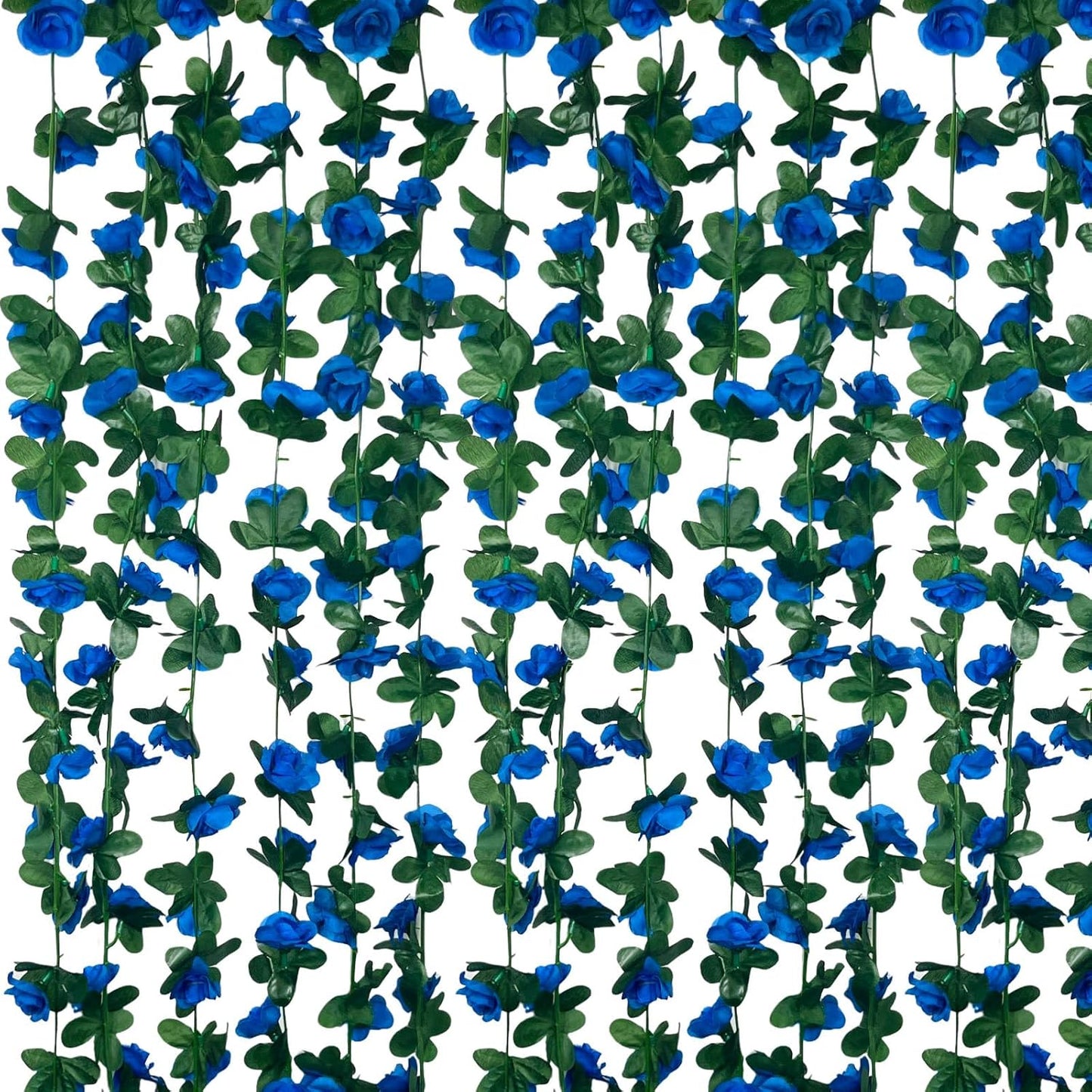 16Pcs 126Ft Royal Blue Rose Garland, Fake Rose Hanging Flowers, Artificial Flower Vine, Hanging Floral Vine Garland for Wedding, Birthday Party, Wall Arch, Halloween, Christmas Garden Backdrop Decor