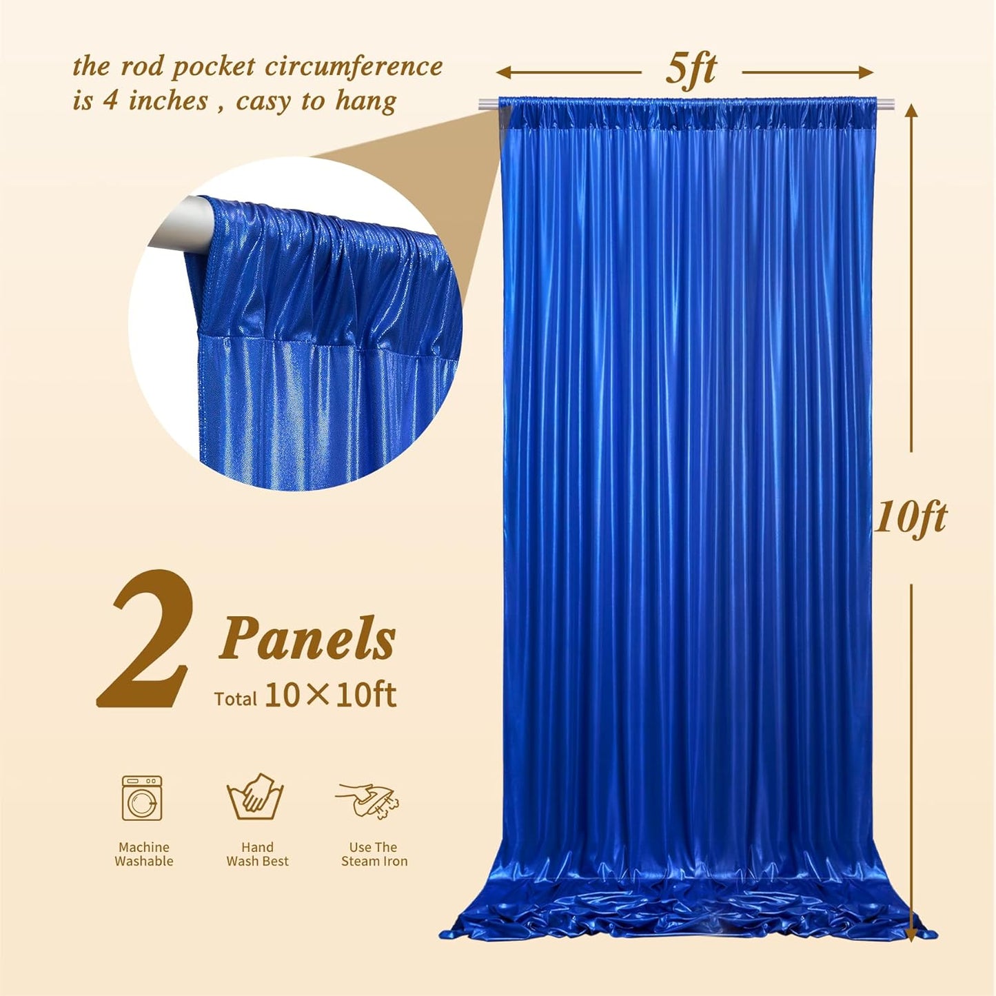 10x10 ft Royal Blue Sequin Backdrop Curtain Panels for Parties, Wrinkle Free Glitter Photo Backdrop Drapes 2 Panels 5x10FT Shimmer Back Drop Cloth for Wedding Birthday Christmas Photography Background