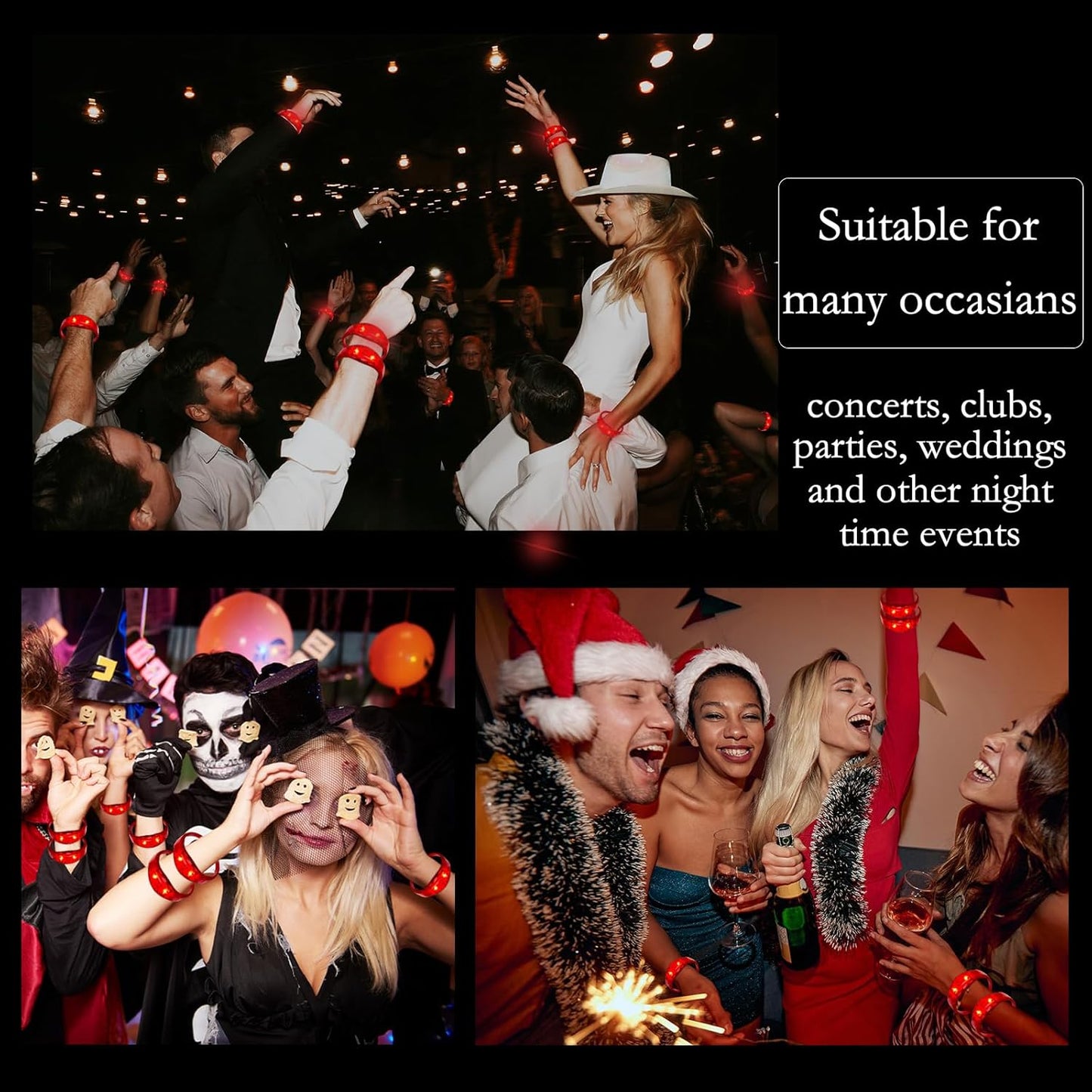 100 Pcs LED Bracelets Sound Activated with Flashing LED Strobe Music Control Light Up Bracelets for Rave, Game Prizes, Birthday Party Favor,Valentine's Day gift