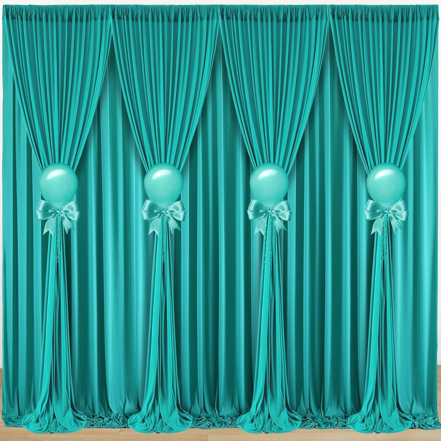 10 ft x 40 ft WWrinkle Free Turquoise Backdrop Curtain for Parties, Thick Polyester Teal Photo Backdrop Drapes,8 Panels 5ft x 10ft for Baby Shower Wedding Engagement Birthday Mermaid Party