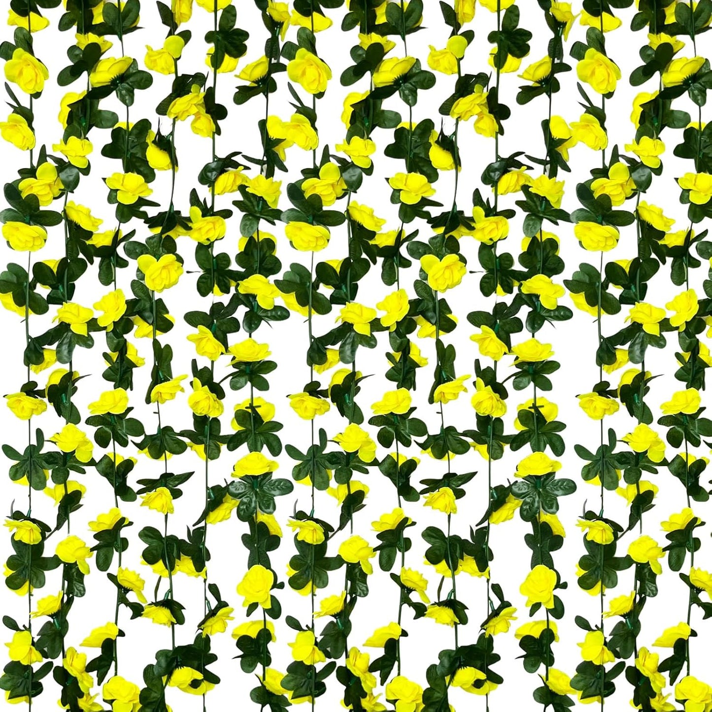 8Pcs 63Ft Yellow Rose Garland, Fake Rose Hanging Flowers, Artificial Flower Vine, Hanging Floral Vine Garland for Wedding, Birthday Party, Wall Arch, Halloween, Christmas Garden Backdrop Decor