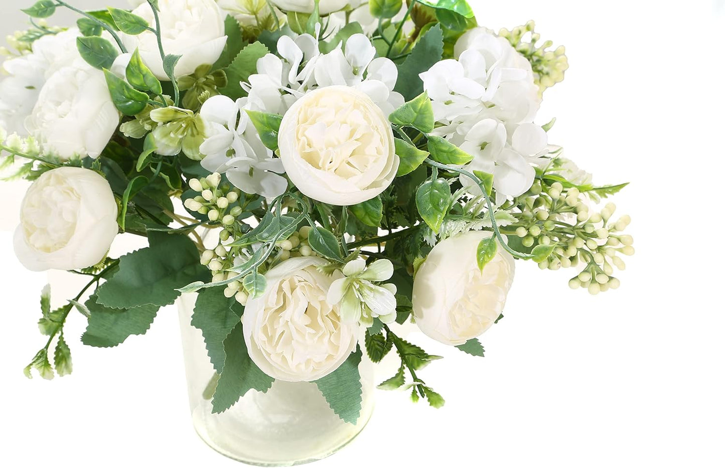 Artificial Flowers Fake Peony Silk Mini Plastic Bridal Flowers for DIY Wedding Bouquets Home Decorations 4 Packs(Cream)