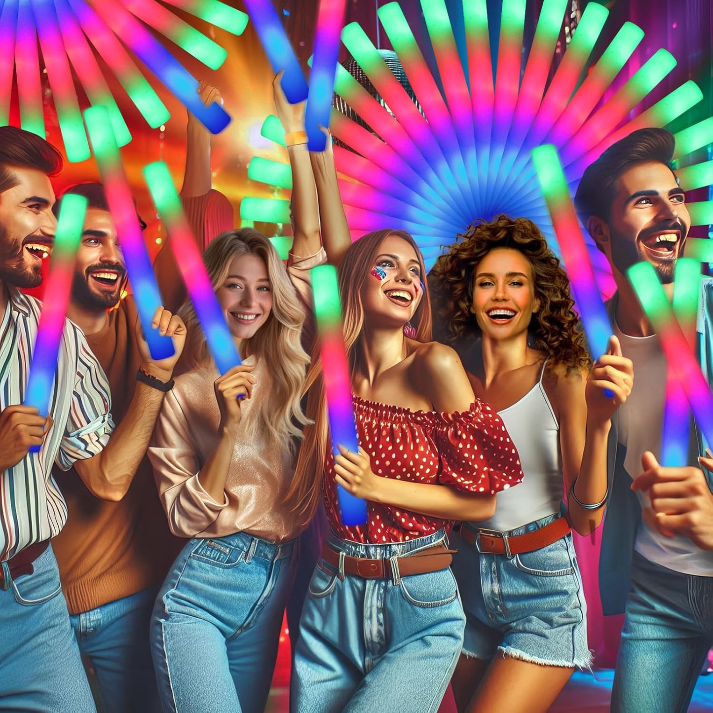 112 PCS Foam Glow Sticks, Foam Light Up Sticks Party Supplies with 3 Mode Colorful Flashing, Glow Sticks Bulk Party Pack, Led Foam Sticks for Birthday, Wedding, Halloween, Carnival, Concert