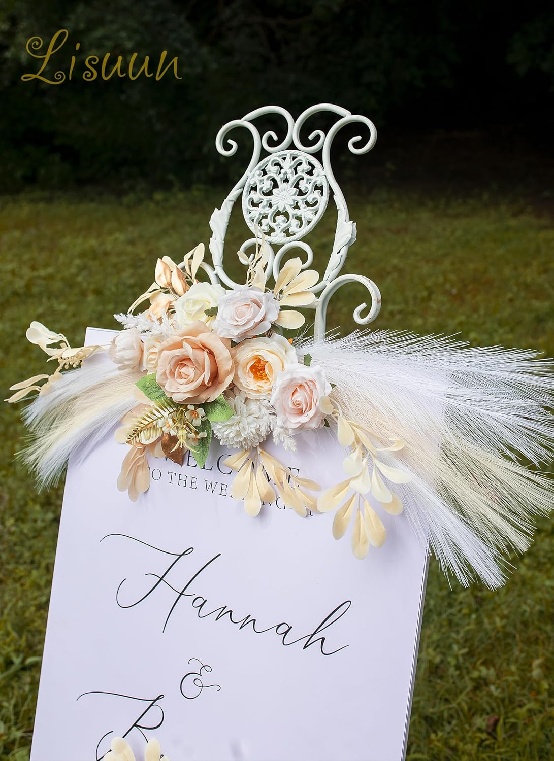 Wedding Arch Flowers, Artificial Flowers for Reception Backdrop and Welcome Ceremony Sign, Large Flower Swag for Dreamy Romantic Wedding Ceremony Floral Decor - Pack of 2