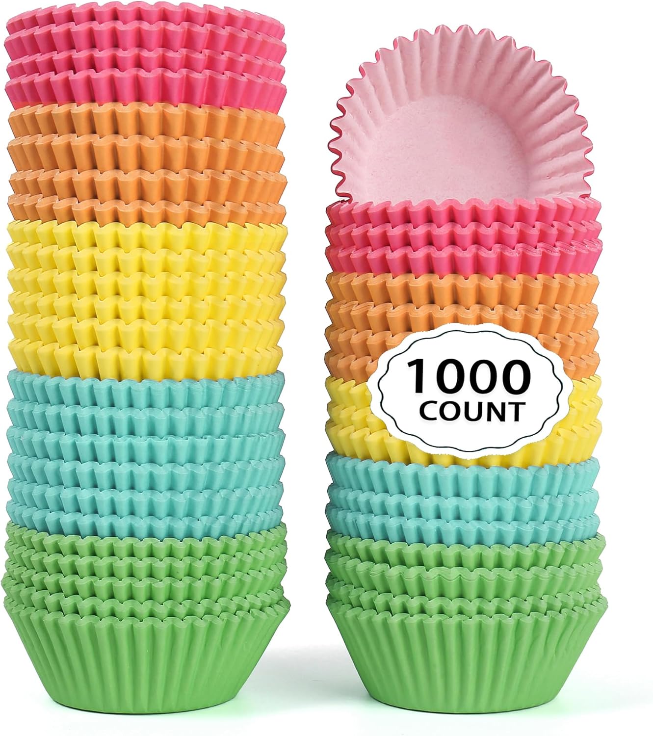 1.4 inch 1000-Count Mini Cupcake Liners Bright Colorful Muffin Baking Cups, Odorless,Baking Paper Cups for Baking Candy Cooking，Upgraded & Food Grade Grease-Proof Paper (Rainbow, 1.4Inch)