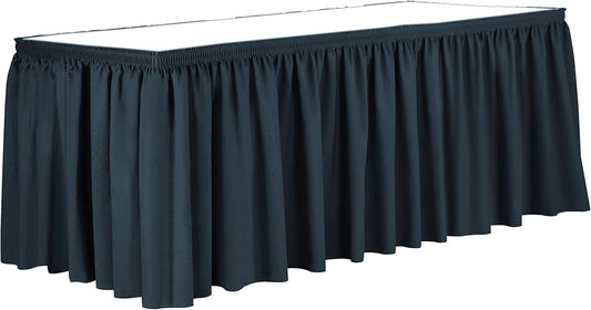 Ultimate Textile Pleat Polyester Fabric Table Skirt - Machine Washable Flame Resistant with Clips for Events, Weddings & Trade Shows, Cut & Sewn in Paterson, NJ - Wedgewood, 21' Shirred Pleat