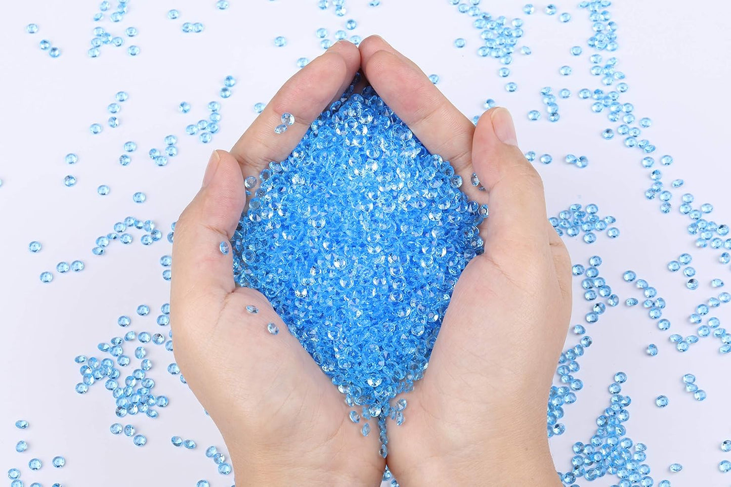 10000 pcs/Pack Wedding Table Scatter Confetti Crystals Acrylic Diamonds Vase Fillers 4.5 mm Rhinestones for Wedding, Bridal Shower, Vase Beads Decorations (Light Blue)