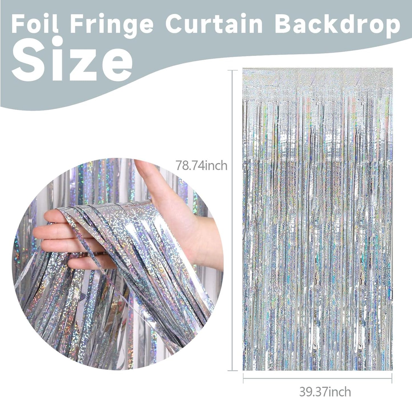 10 Pack Silver Tinsel Foil Fringe Curtains Party Decorations Streamers for Christmas Birthday Bachelorette Party Wedding Baby Shower Decor