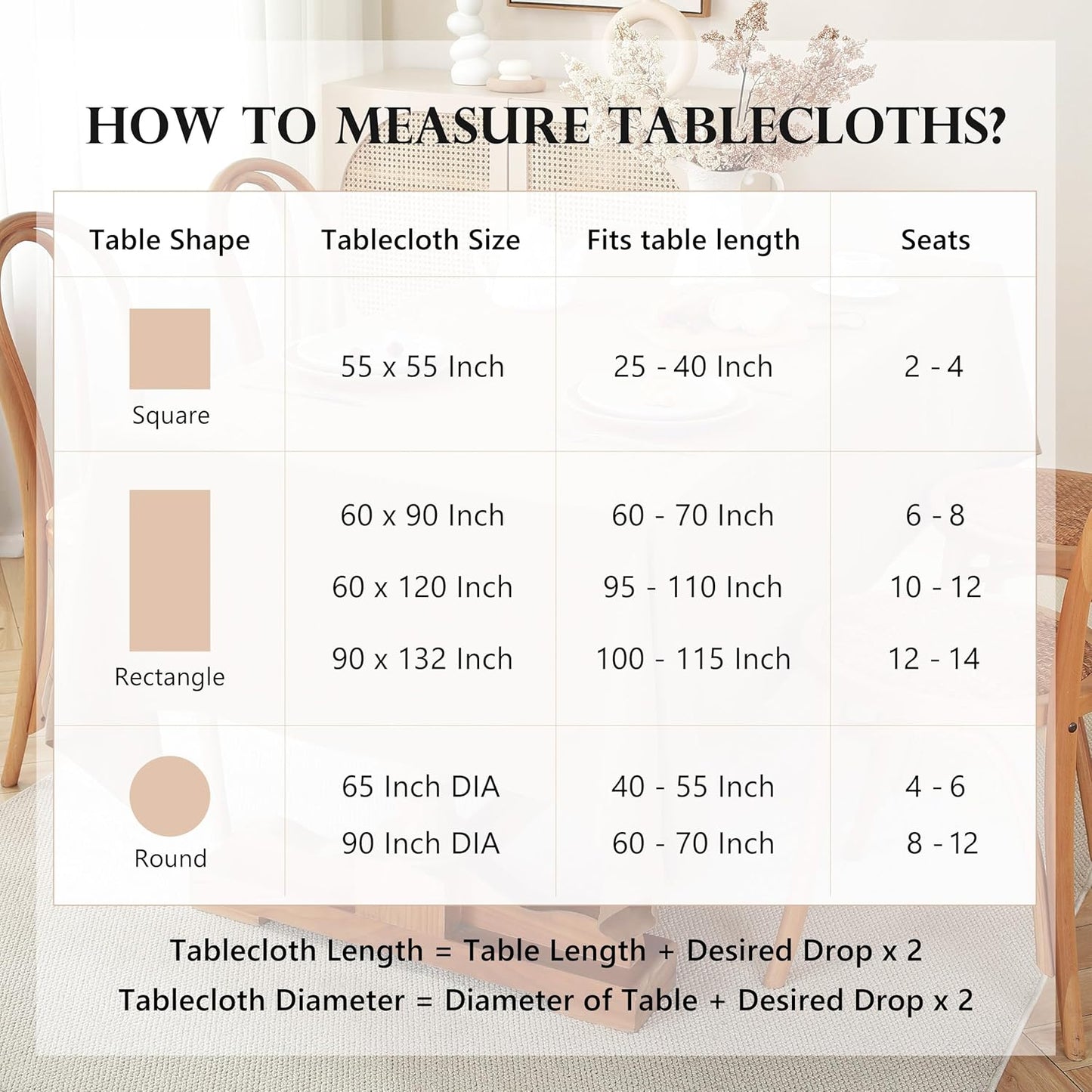 100% Pure French Linen Tablecloths 55x55inch Durable Stonewashed Square Table Clothes for Dining Kitchen and Parties (SQ-Beige, Square - 55 x 55 Inch)