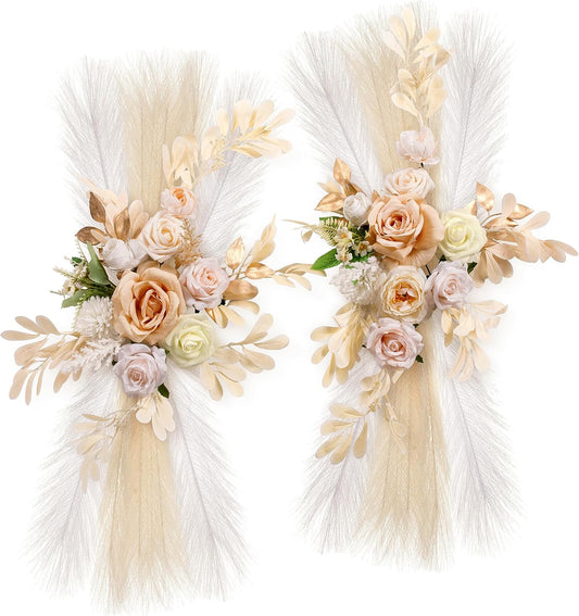 Wedding Arch Flowers, Artificial Flowers for Reception Backdrop and Welcome Ceremony Sign, Large Flower Swag for Dreamy Romantic Wedding Ceremony Floral Decor - Pack of 2