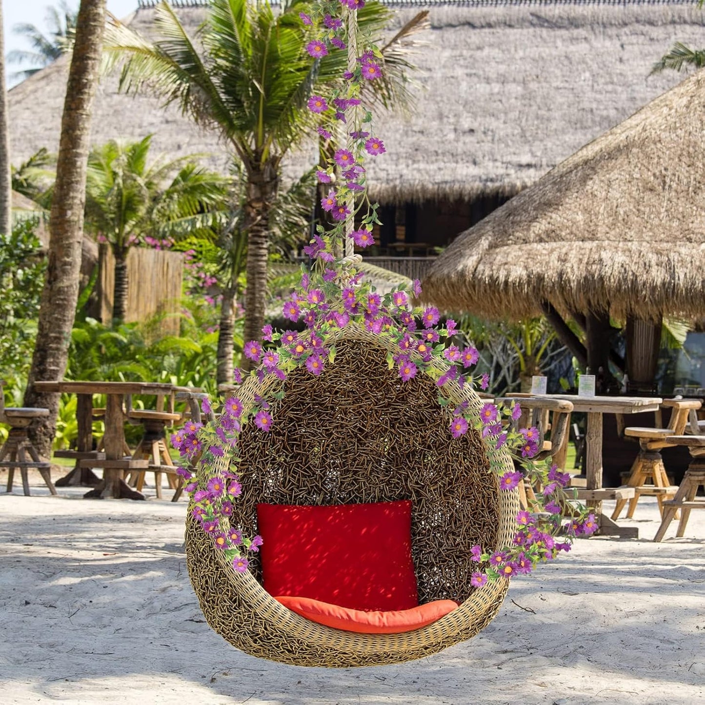 2 Pack Artificial Purple Flower Garland Silk Daisy 13FT Fake Vines Purple Birthday Party Decorations Wisteria Hanging Flowers Garland for Backdrop Arch Wall Home Wedding Indoor Cemetery Decor