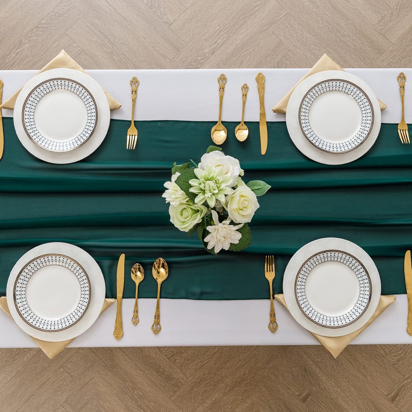 12Pack 9ft Chiffon Table Runner 14x108 Inch Sheer Romantic Table Runner for Wedding Birthday Party Bridal Shower Outdoor Decoration-Hunter