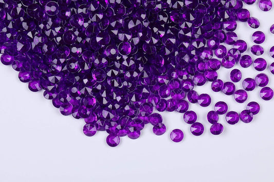 1000pcs/ Pack Wedding Table Acrylic Diamond Scatter Crystals Confetti Acrylic Gems Vase Fillers Rhinestones for Wedding, Bridal Shower, Vase Beads Decorations (12mm, Dark Purple)