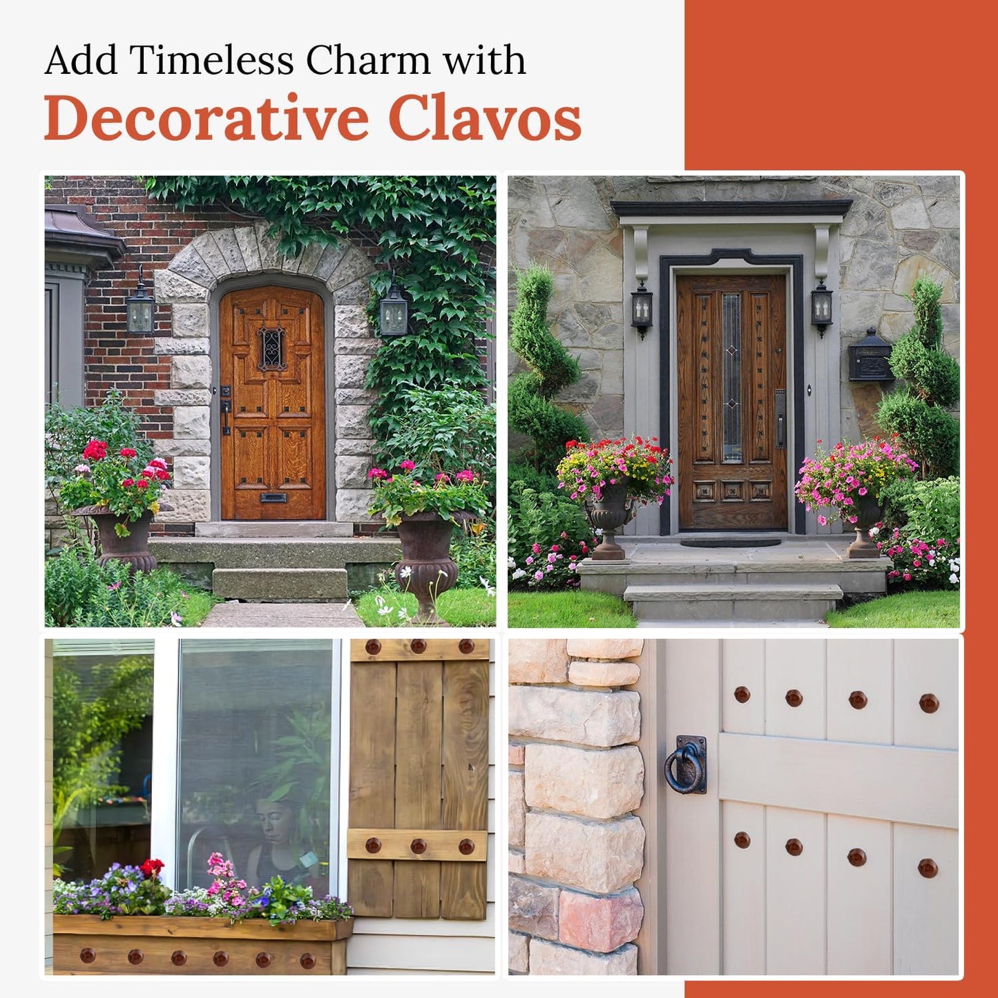 10 Pack 1.25" Round Head Iron Clavos Decorative Nails – Sealed Rusted – Handmade Rustic Round Fasteners for Farmhouse Shutters, Faux Wood, Barn Doors, Shutters, Gates – Ornamental Wood Accent