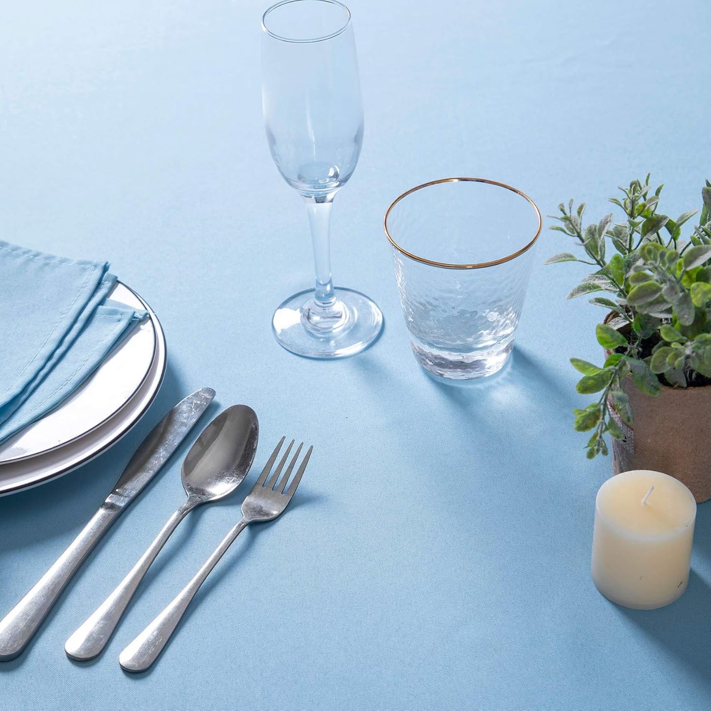 120 inch Round Tablecloth Washable Polyester Table Cloth Decorative Table Cover for Wedding Party Dining Banquet（120 inch,Blue Mist）