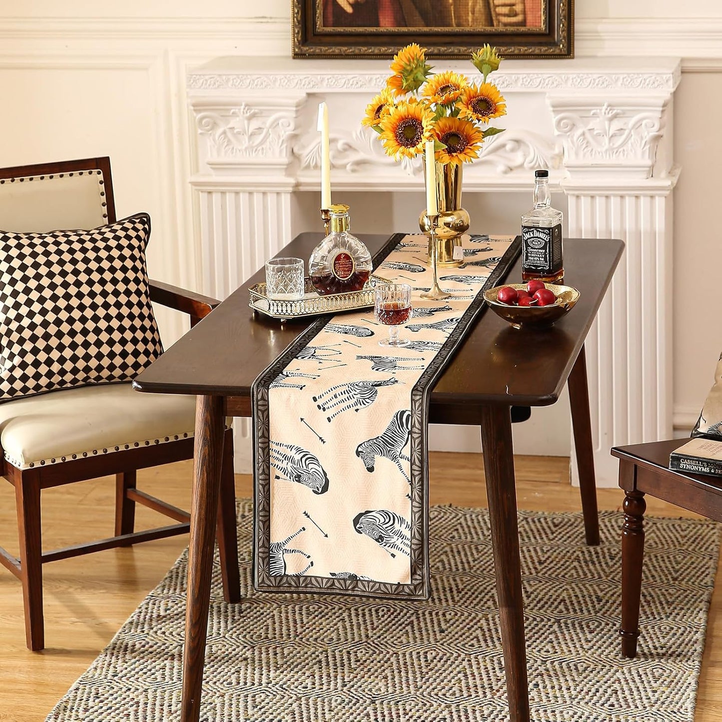 patdrea Designer Elegant Wild Animals Velvet Table Runner, Beige Brown with Zebra Texture Pattern Table Mat, Decoration for Kitchen Dining Coffee Table Cabinet Banquet Thanksgiving,12"*71"