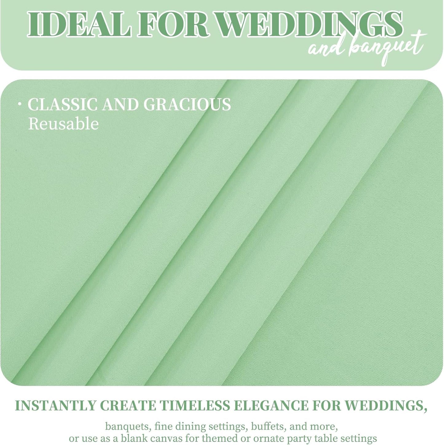 12 Pack 60 x 126 Inch Rectangle Tablecloth Sage Green Polyester Tablecloth for 8 Ft Rectangle Tables, Washable Fabric Table Cloth for Wedding Dining Table Buffet Parties Camping