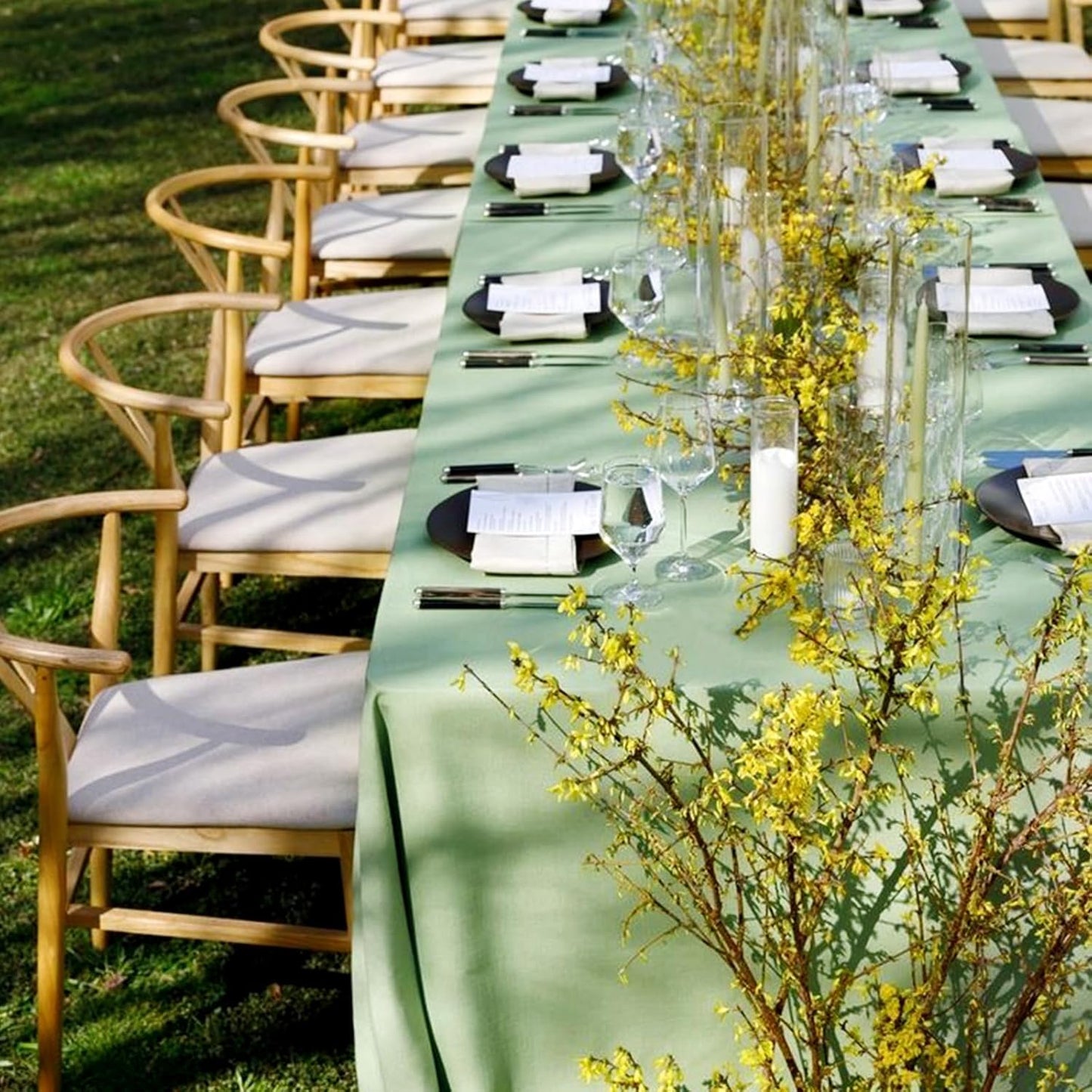 10 Pack Sage Green Rectangular Tablecloths, 60 x 126 Inch, Polyester, Wrinkle & Stain Resistant, Perfect for 8ft Tables, Wedding, Party, Banquet