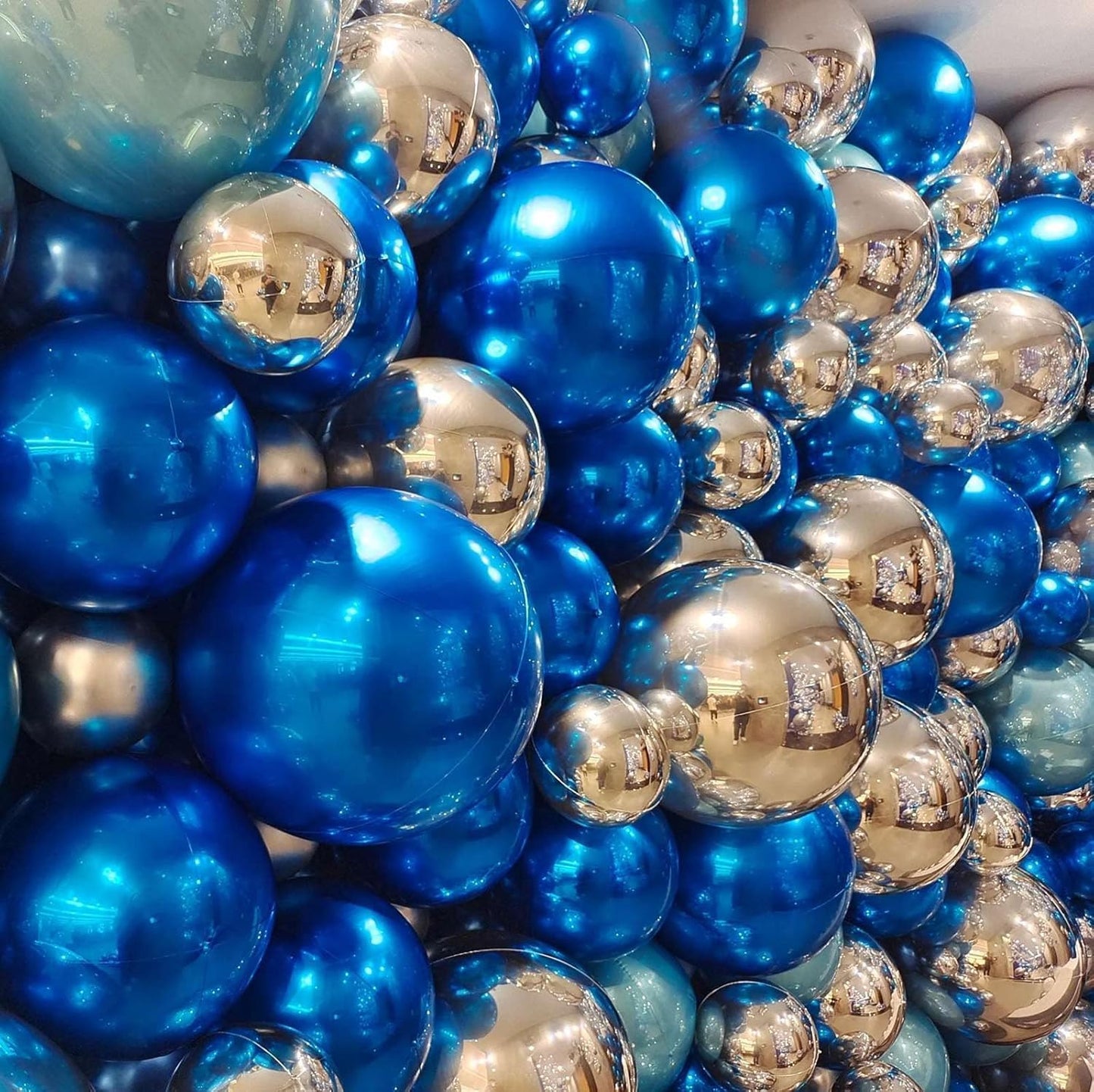 12Pcs Dark Blue Round Foil Balloons, 22" 15" 10" 4D Helium Ball Balloon, Metallic Blue Foil Balloon for Birthday Graduation Wedding Anniversary New Year Eve Disco Prom Party Decorations
