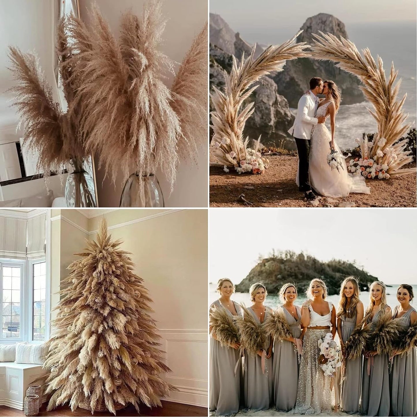 9 Stems Pampas Grass Decor Tall 48''/4 FT, Long Fluffy Dried Pompas Grass, Large Pampas Grass for Floor Vase, Rustic Wedding, Baby Shower, Party, Farmhouse, Boho Home Decor