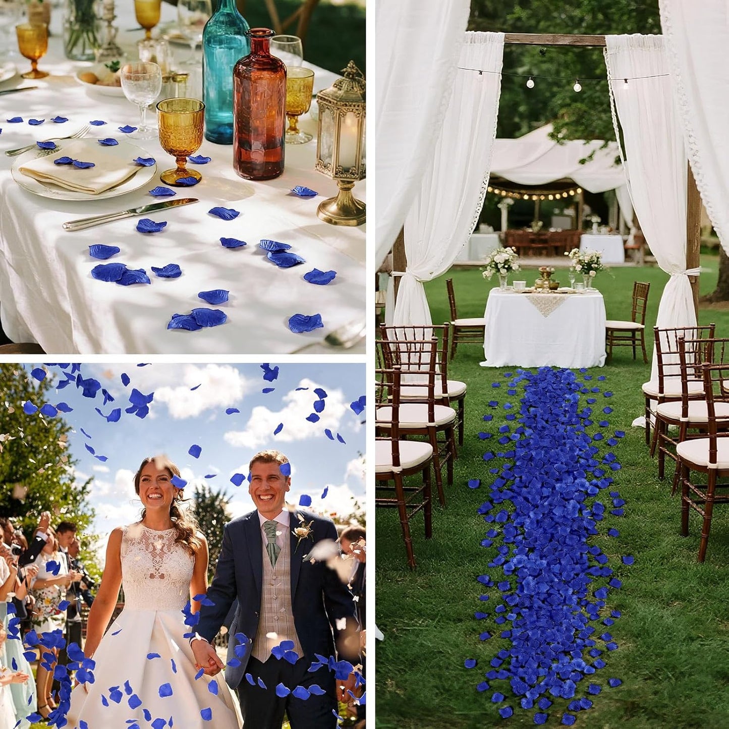 1000 Pcs Dark Blue Rose Petals Artificial Silk Flower Petals Romantic Decorations for Wedding Engagement Birthday Event Anniversary Party Backdrop Supplies