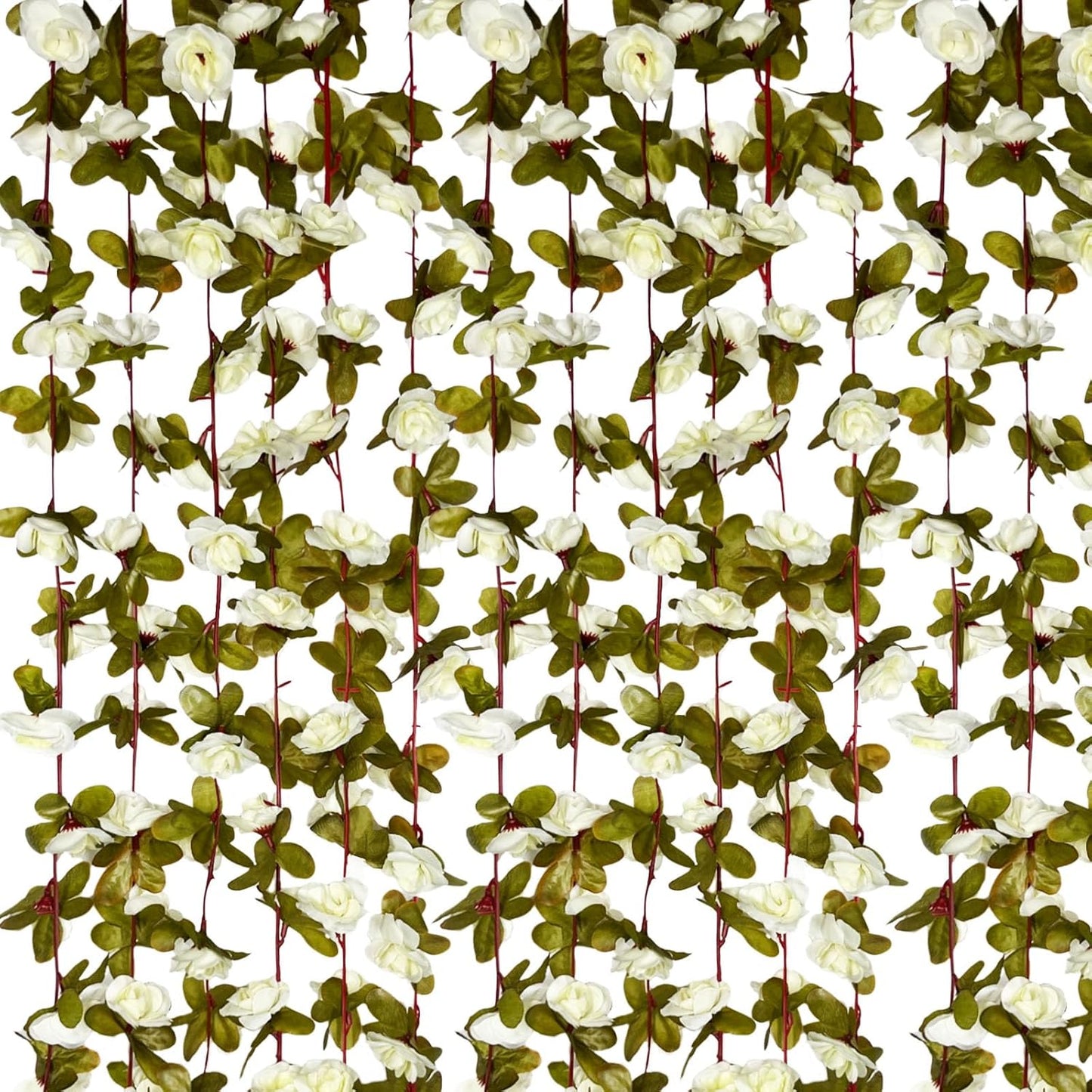 16Pcs 126Ft Cream Rose Garland, Fake Rose Hanging Flowers, Artificial Flower Vine, Hanging Floral Vine Garland for Wedding, Birthday Party, Wall Arch, Halloween, Christmas Garden Backdrop Decor