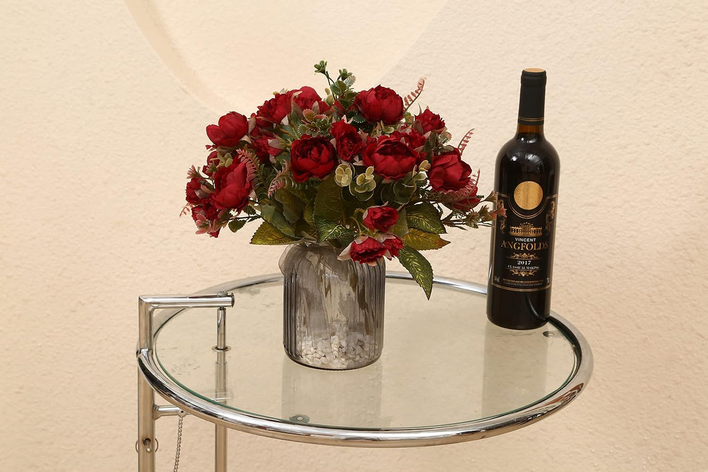 Artificial Flowers Vintage Fake Peony Flowers Silk Mini Plastic Peony Bridal Flowers for DIY Wedding Bouquets Home Decorations 2 Packs(Light Purple)