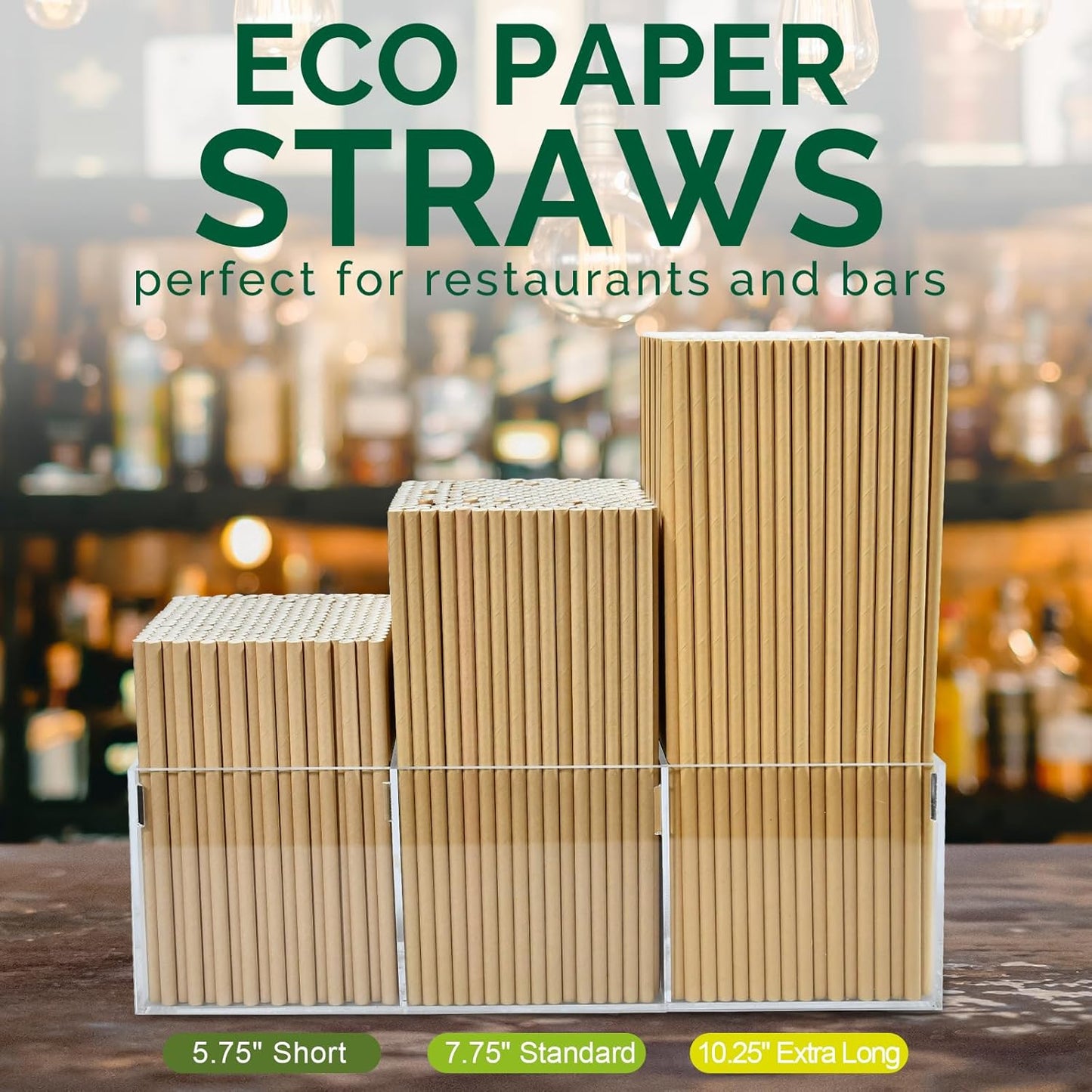 10 Inch Long Paper Drinking Straws Biodegradable - For 20oz to 32oz Tall Cups, Tumblers, Bottles - Brown Kraft, 100