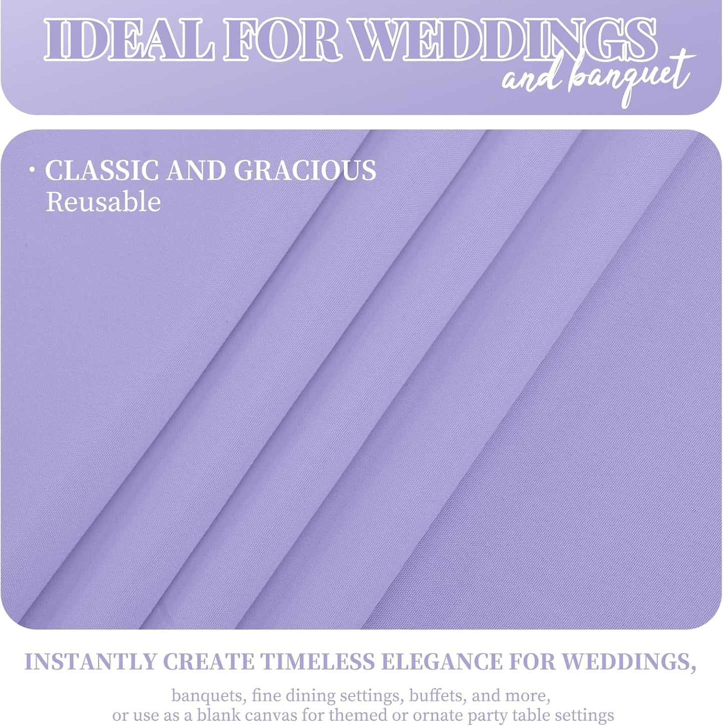 12 Pack 60 x 102 Inch Rectangle Tablecloth Lavender Polyester Tablecloth for 6 Feet Rectangle Tables,Washable Fabric Table Cloth for Wedding Dining Table Buffet Parties Camping