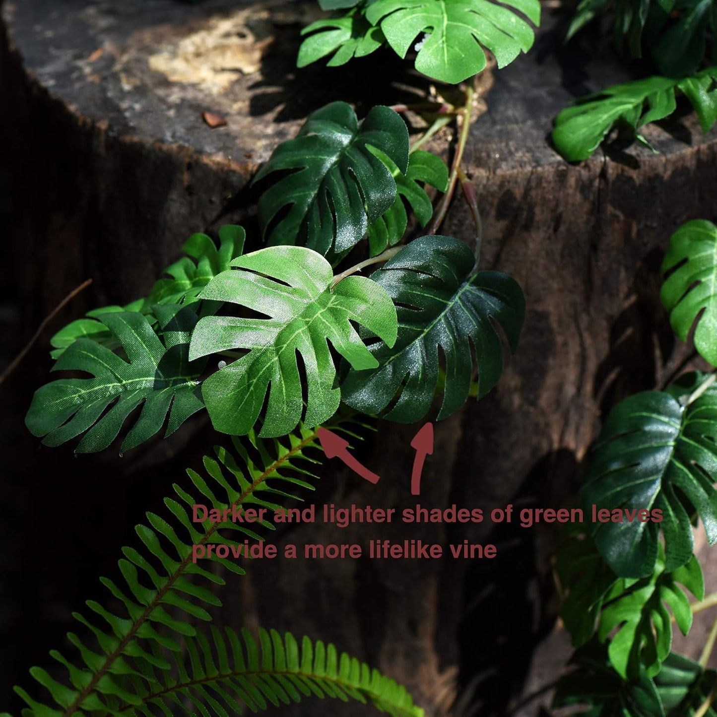 FiveSeasonStuff Monstera Plant Garlands, Artificial Leaf Bendable Vines (2 pcs, 5.2 feet)