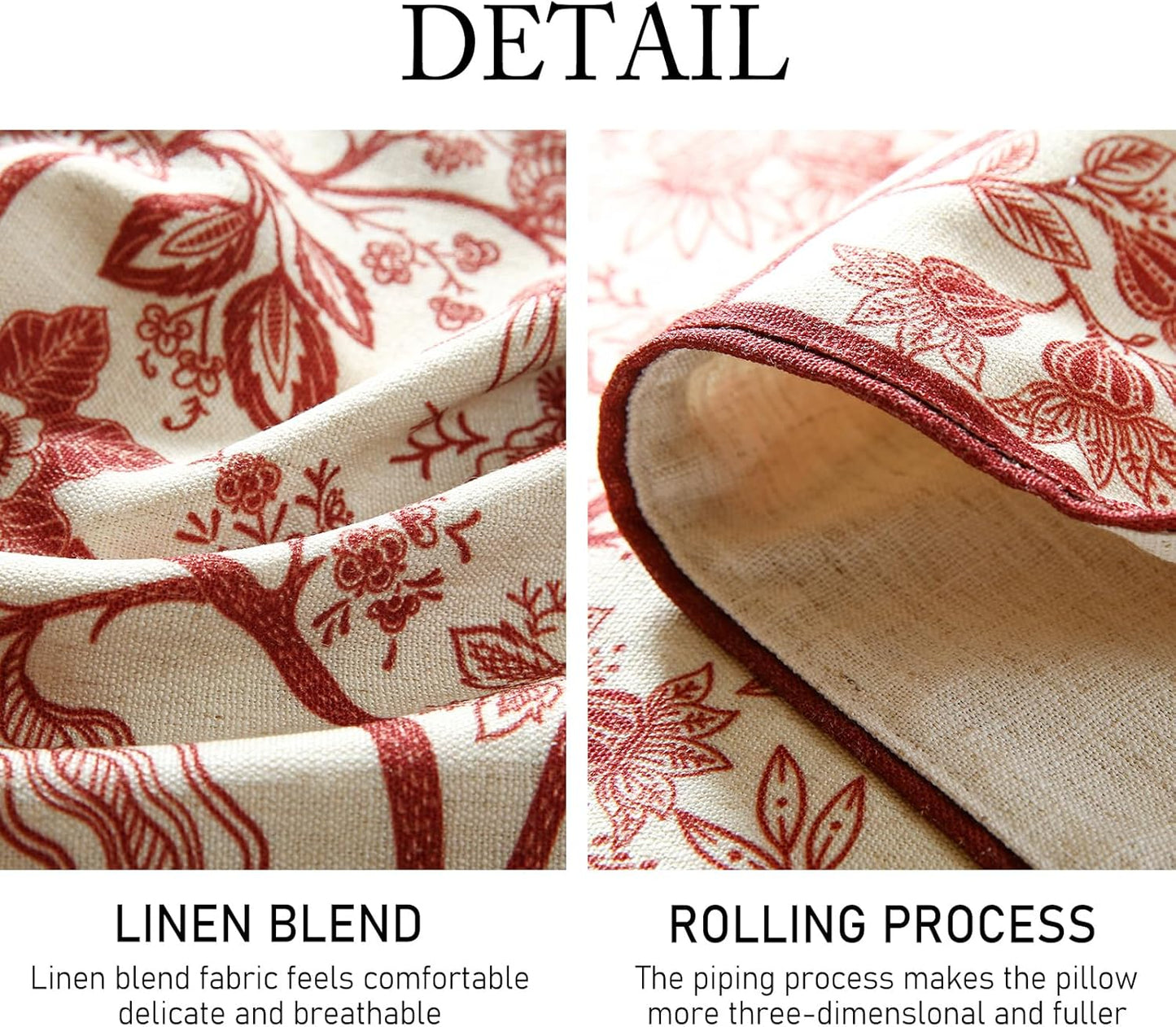 ISAENNE Designer Chinoiserie Elegant Linen Table Runner 71 Inches Long,Red Floral Pattern Decor Table Runners for Thanksgiving,Dining Room,Banquet,Kitchen Tables,Christmas,12"*71"-Ruyi A