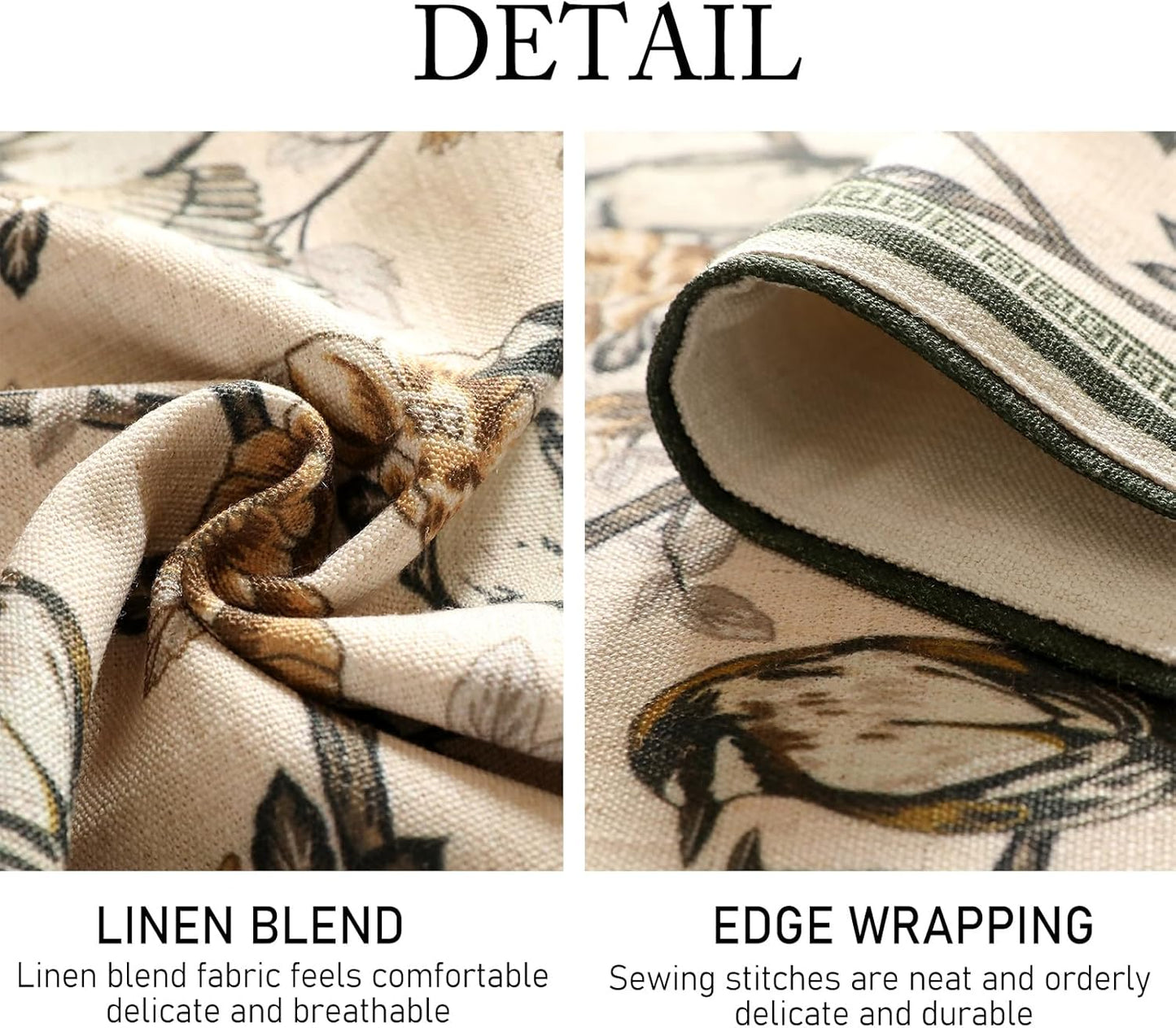 ISAENNE Designer Vintage Beige Linen Table Runner 118 Inches Extra Long,Elegant Floral and Bird Pattern Decor Table Runners for Dining Tables,Thanksgiving,Christmas,Banquet,Party,12"*118"-Murad A