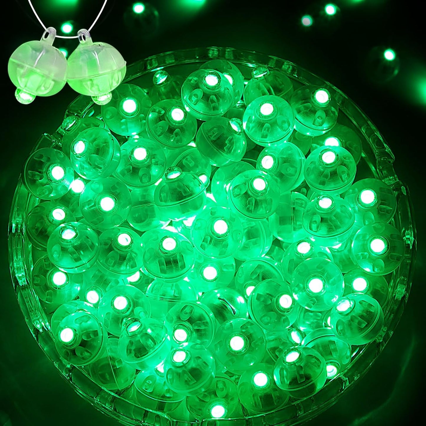 100PCs Mini Led Lights, Led Balloons Light up Balloons for Party Decorations Neon Party Lights for Paper Lantern Easter Eggs Birthday Party Wedding Halloween Christmas Decoration - Blinking Green