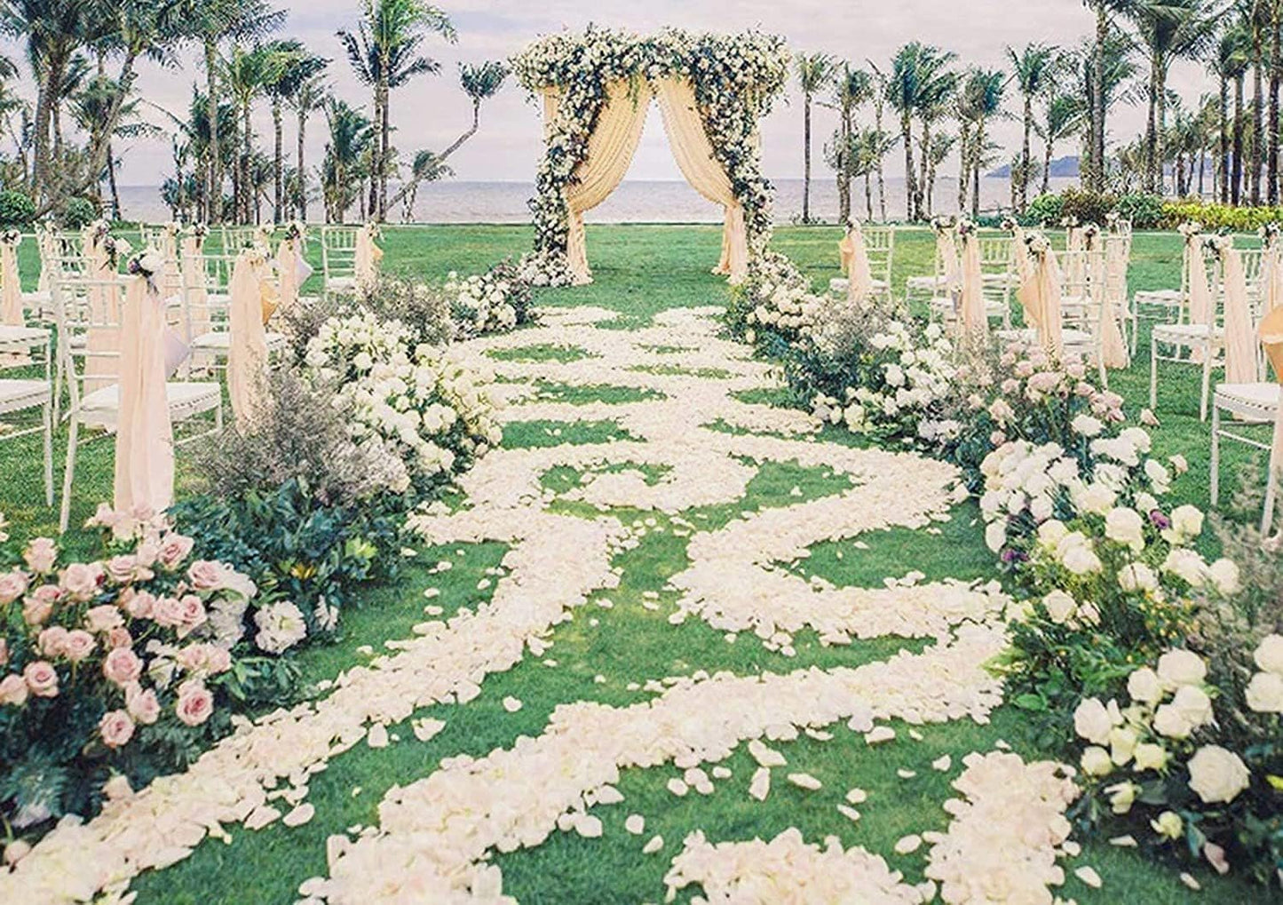 ocharzy 3000pcs Rose Petals Artificial Flower Petals Non-Woven Flower Rose Petals for Wedding Decorations Valentine's Day Romantic Night Party (White)